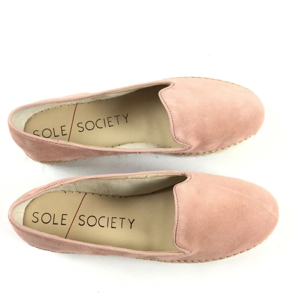 SOLE SOCIETY New Sammah Suede Espadrille Slip-On Loafer Pink Sz 8.5
